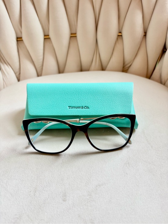 Tiffany & Co. Black and Gold Cat-Eye Glasses with Tiffany Blue Case main image 7